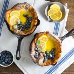 Mini Dutch Babies with Lemon Curd and Blueberries