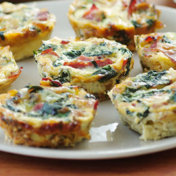 Mini Frittatas with Bacon, Caramelized Onions and Spinach