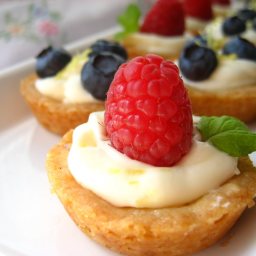 Mini Fruit Tarts Filled with a Lemon Curd Mousse and a Shortbread Crust