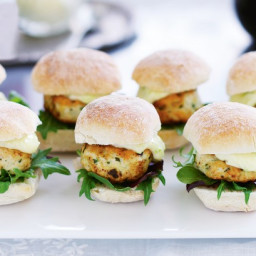Mini ginger chicken burgers with lime mayo