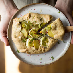 Mini Goat Cheese Leek and Potato Spring Galettes With Pistachio Crusts