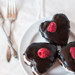 Mini Heart-Shaped Chocolate Cakes with Raspberry Whipped Cream