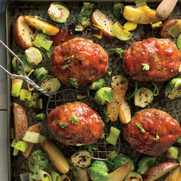 Mini Meatloaves with Potatoes, Leeks, and Brussels Sprouts Recipe