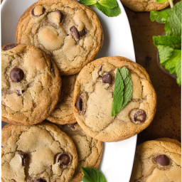 Mint Chocolate Chip Cookies with fresh mint