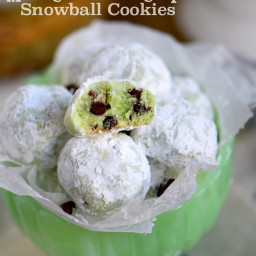 Mint Chocolate Chip Snowball Cookies