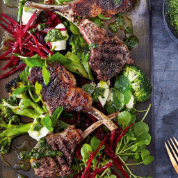 Minty lamb with beetroot and charred broccoli
