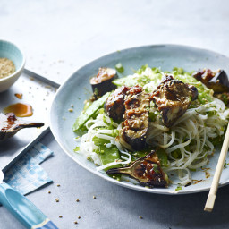Miso aubergine with noodles