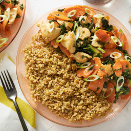 Miso-Butter Chickenwith Freekeh and Sautéed Carrots