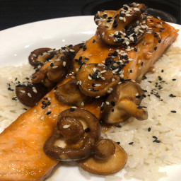 Miso Butter Salmon with Mushrooms