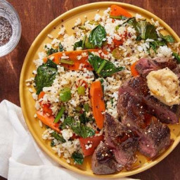 Miso-Butter Steaks & Jasmine Rice with Carrots & Yu Choy