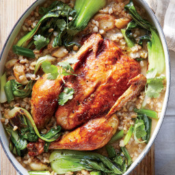 Miso-Ginger Braised Chicken with Bok Choy and Barley