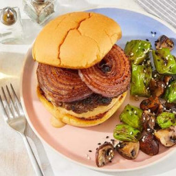 Miso-Ponzu Burgers with Sesame Shishitos & Mushrooms