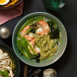 Miso Soup Cup of Noodles with Shrimp and Green Tea Soba