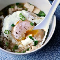 Miso Soup with Rice and Poached Egg