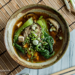 Miso Soup with Shiitake Mushrooms and Baby Bok Choy