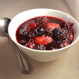 Mixed Berries with Creme Anglaise and Raspberry Sauce