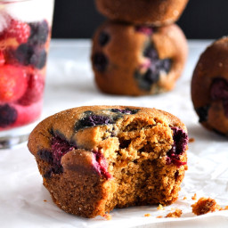 Mixed Berry + Coconut Buckwheat Muffins