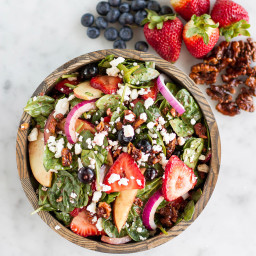 Mixed Berry Spinach Salad With Strawberry Balsamic Vinaigrette Dressing Rec