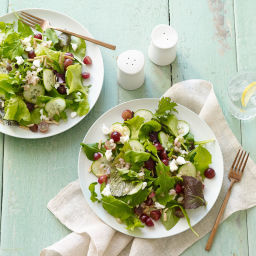 Mixed green, grape, and goat cheese salad with Champagne vinaigrette