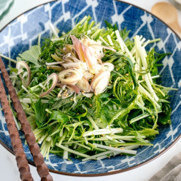 Mizuna Myoga Salad with Ponzu Sesame Dressing 水菜とミョウガのサラダ • Just One C