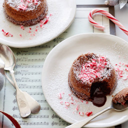 Molten Chocolate Cake with Crushed Candy Canes