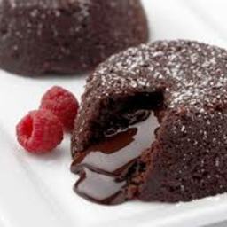 Molten Chocolate Cakes with Sugar Coated Raspberries