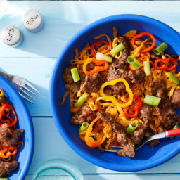 Mongolian Beef & Noodles with Sweet Peppers & Scallions