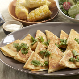 Monterey Jack and Spiced Pepper Quesadillaswith Corn on the Cob and Tomato-