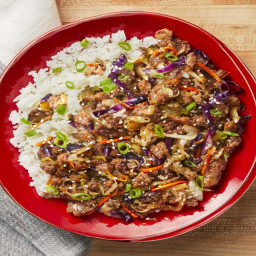 Moo Shu Pork Bowls with Cabbage, Scallions & Buttery Rice