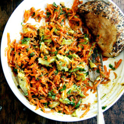 Moroccan Carrot Salad with Harissa and Avocado