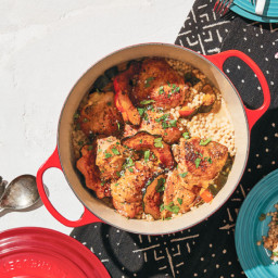 Moroccan Chicken with Acorn Squash and Lemon Couscous