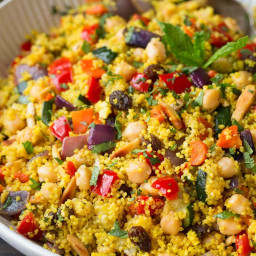 Moroccan Couscous with Roasted Vegetables, Chick Peas and Almonds