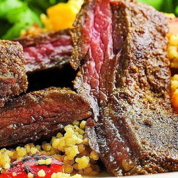 Moroccan Skirt Steak with Roasted Pepper Couscous
