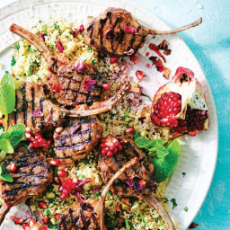 Moroccan-style lamb cutlets with rose and pomegranate