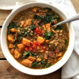 Moroccan Sweet Potato and Lentil Stew with Kale