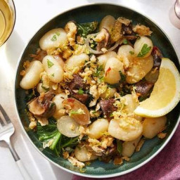 Mushroom & Kale Gnocchi with Crispy Onion Gremolata