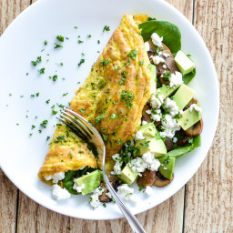 Mushroom and Goat’s Cheese Omelet with Spinach and Avocado