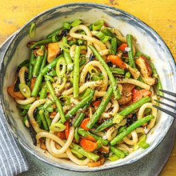Mushroom Lo Mein with Green Beans and Sweet Ginger Sauce