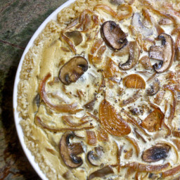 Mushroom & Onion Tart with Brown Rice Crust ~ Plant-based & Oil-free