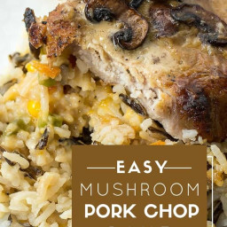 Mushroom Pork Chops with Vegetable Wild Rice Pilaf {easy meals with vegetab