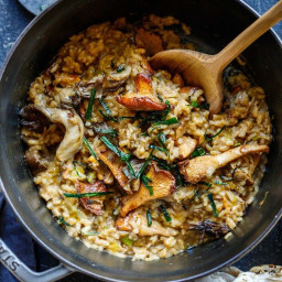 Mushroom Risotto with Frizzled Leeks