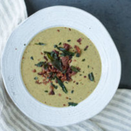 Mushroom Soup with Bacon and Fried Sage