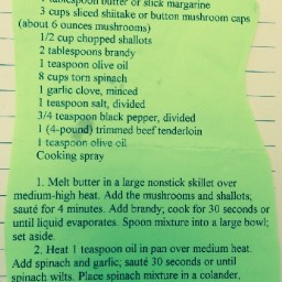 Mushroom-Spinach Stuffed Beef Tenderloin