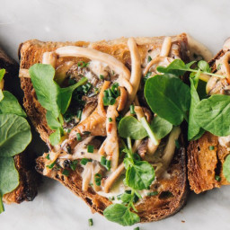 Mushroom Toasts with Watercress and Chives