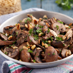 Mushrooms with Garlic Butter and Pine Nuts