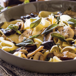 Mushrooms with Pappardelle Pasta and Burrata Cheese