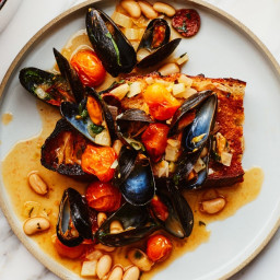 Mussels with Chorizo and Tomatoes on Toast