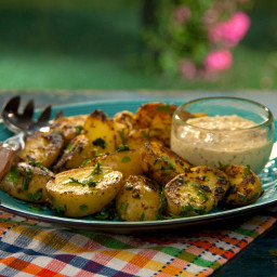 Mustard Aioli Grilled Potatoes with Fine Herbs