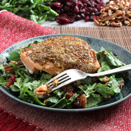 Mustard Crusted Salmon with Arugula and Spinach Salad