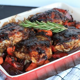 Mustard Balsamic Baked Chicken with Roasted Vegetables